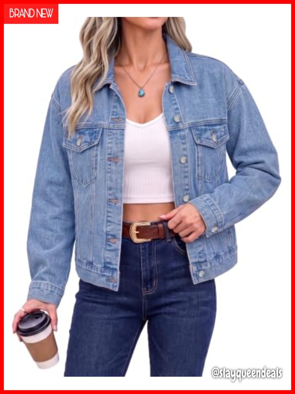 Oversized Button Down Long Sleeve Denim Jacket